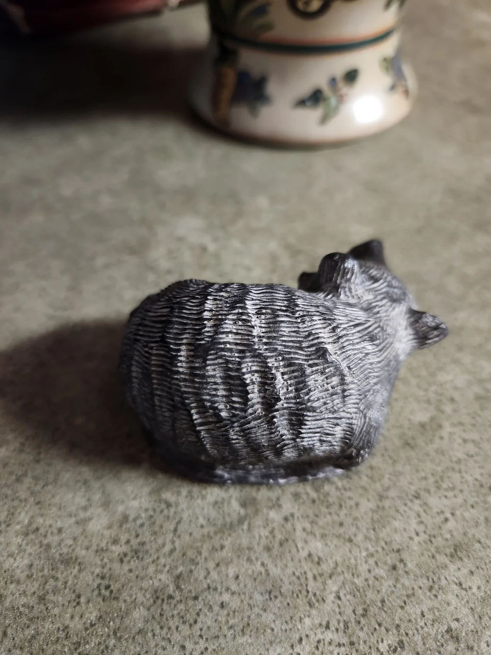 Small Gray Sleeping Animal Figurine for Small Pets Decor